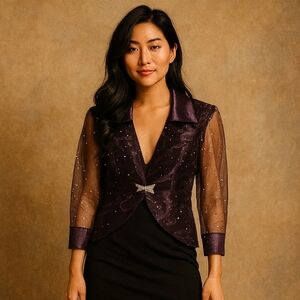 Elegant Purple Sheer Women's Jacket